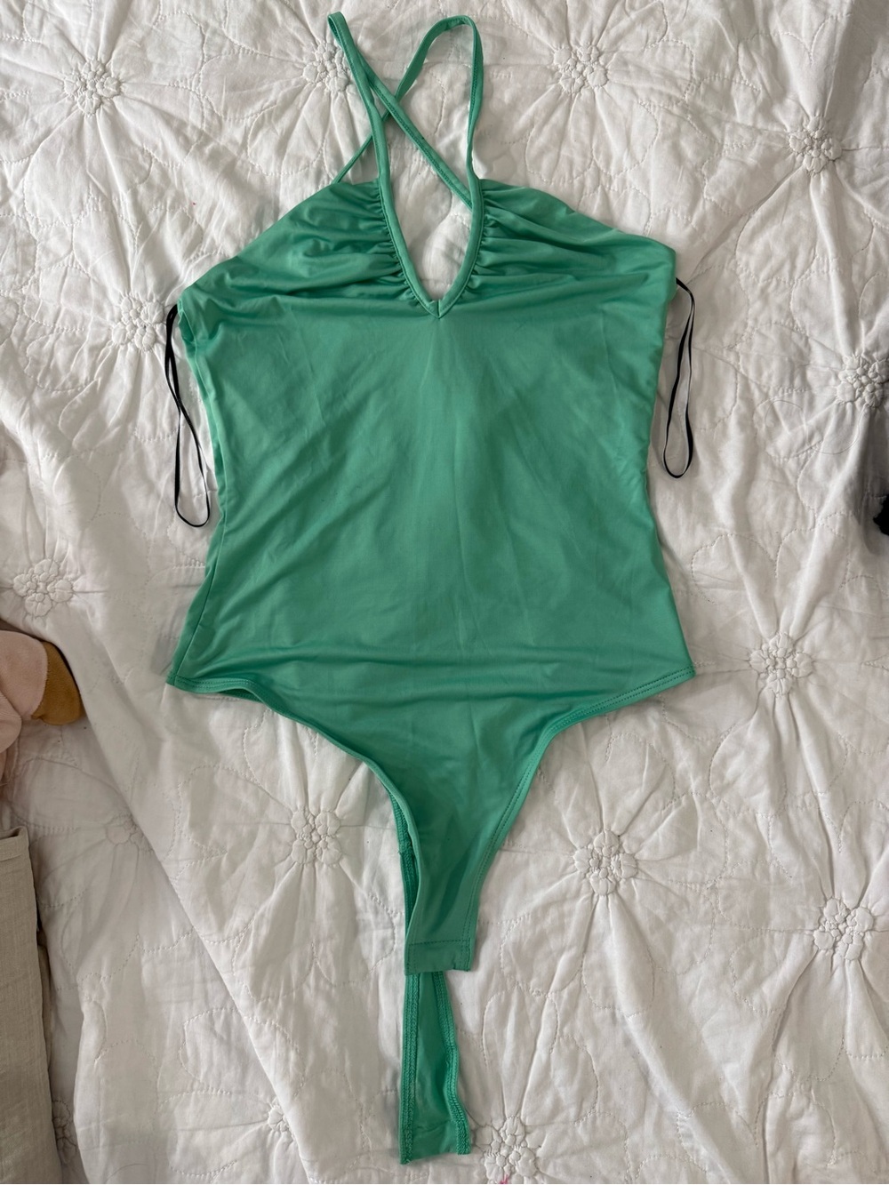 Green One-Piece Bodysuit with Crossback Straps